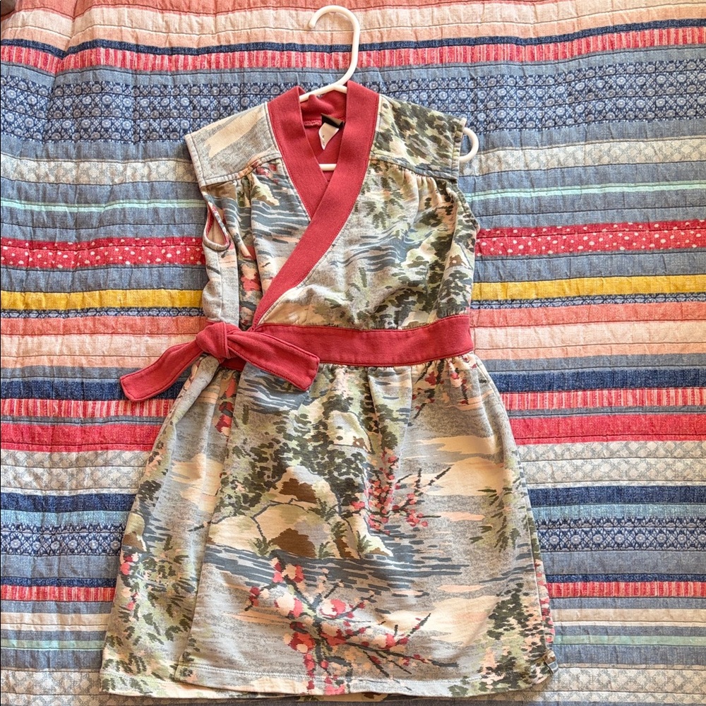 Tea Collection Kimono Watercolor Floral Wrap Dress EUC
